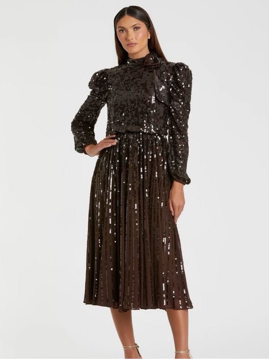 Mac Duggal Dresses & Skirts - NWT Mac Duggal Sequin Long Sleeve Midi Dress in Dark Brown 16 NWT